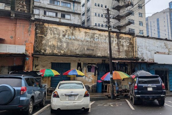 Storefront that has replaced the house of exile.