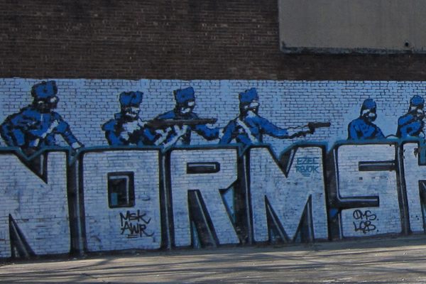 Mural at the lot where the mass grave is located