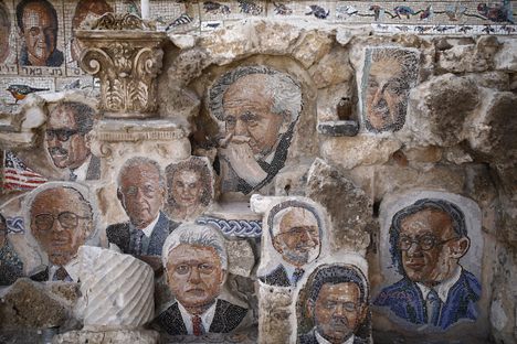 Political leaders in tile form, created by Yossi Lugasi.